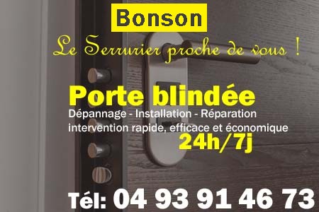 Porte blindée Bonson - Porte blindee Bonson - Blindage de porte Bonson - Bloc porte Bonson