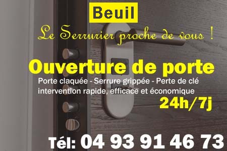 Ouverture de porte Beuil - Porte claquée Beuil - Porte fermée Beuil - serrure bloquée Beuil - serrure grippée Beuil