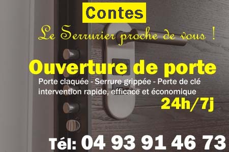 Ouverture de porte Contes - Porte claquée Contes - Porte fermée Contes - serrure bloquée Contes - serrure grippée Contes