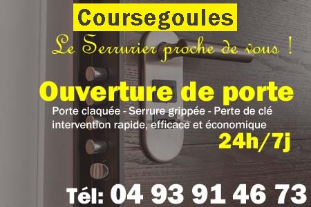 Ouverture de porte Coursegoules - Porte claquée Coursegoules - Porte fermée Coursegoules - serrure bloquée Coursegoules - serrure grippée Coursegoules