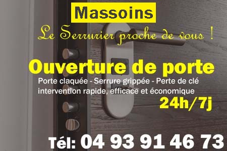 Ouverture de porte Massoins - Porte claquée Massoins - Porte fermée Massoins - serrure bloquée Massoins - serrure grippée Massoins