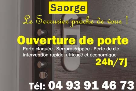 Ouverture de porte Saorge - Porte claquée Saorge - Porte fermée Saorge - serrure bloquée Saorge - serrure grippée Saorge