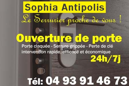 Ouverture de porte Sophia Antipolis - Porte claquée Sophia Antipolis - Porte fermée Sophia Antipolis - serrure bloquée Sophia Antipolis - serrure grippée Sophia Antipolis