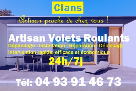 volet roulant Clans - volets Clans - volet Clans - entretien, Pose en neuf, pose en rénovation, motorisation, dépannage, déblocage, remplacement, réparation, automatisation de volet roulant à Clans